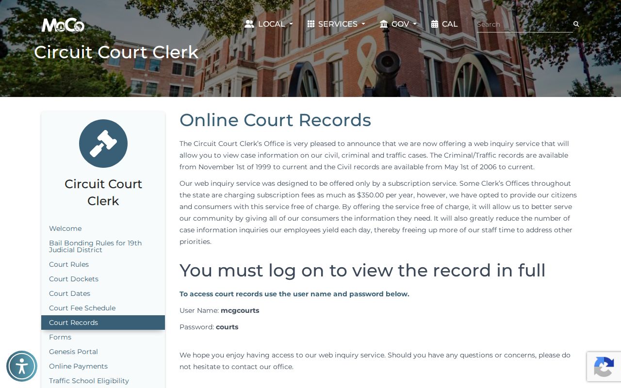 Montgomery County criminal court case online record instructions